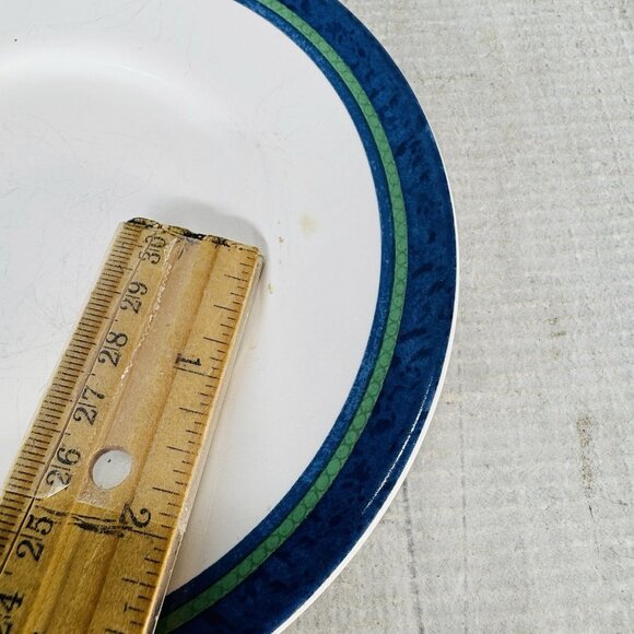 Pfaltzgraff ORLEANS Blue Green Vines Yellow Stoneware Round Saucers Set of 3 - Picture 12 of 14